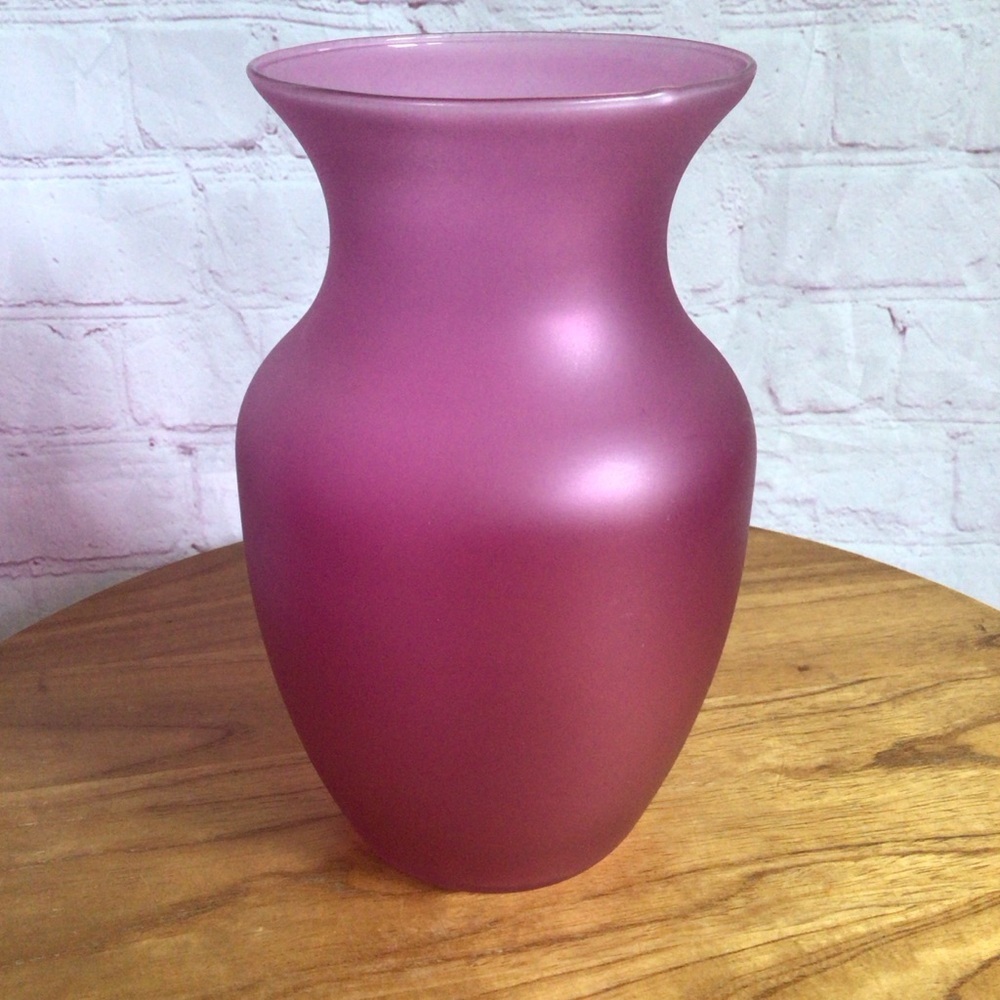 Frosted Pink Purple Glass Vase